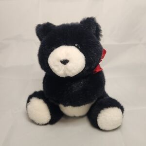 Vintage 8” 1990 Hallmark Black Bear with clasping arms Plush Stuffed Animal